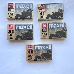Maxell XL-II 90-minute High Bias 5 Pack Blank Audio Cassette NEW Sealed